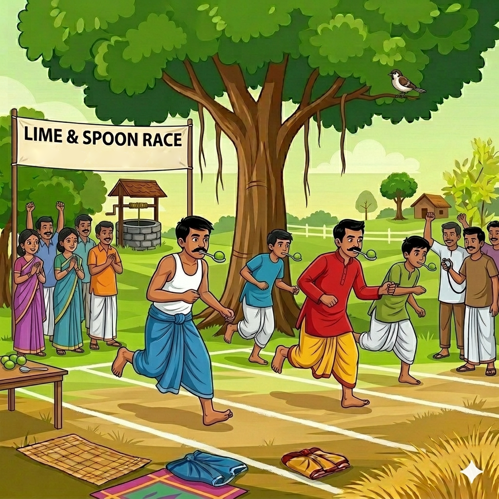 Lime and Spoon Race (Male) හැන්ද මත දෙහි ගෙඩිය තබාගෙන දිවීම
